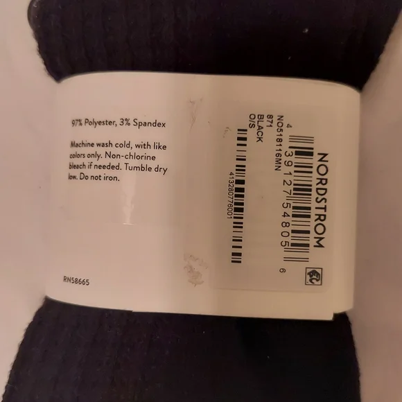 NEW Mens Nordstrom Waffle Crew Socks Black And White Size 6-12.5 - Picture 5 of 5